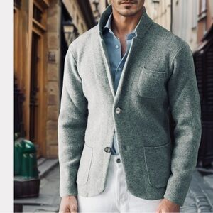 Porter &Ash London Sz Small  Blazer Grey  Cardigan  Button Lamb Wool RX # 75343